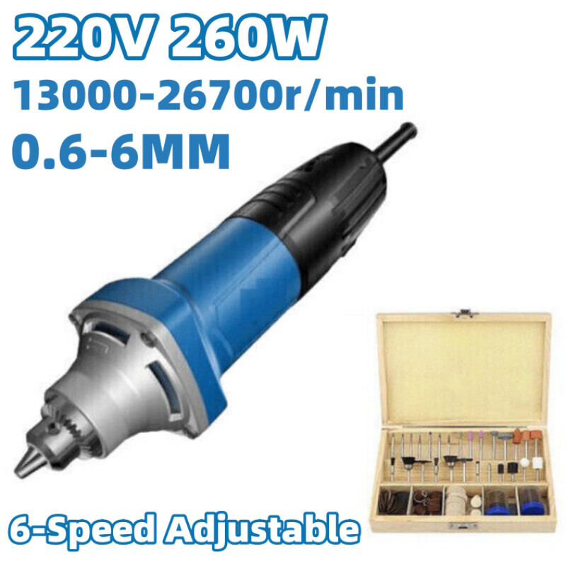 260W 6-Speed Adjustable Electric Handheld Die Grinder Straight Grinding Tool