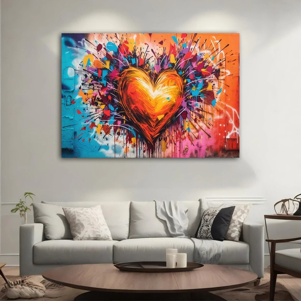 Heart Art Epic Love Graffiti Abstract Unframed Canvas Print Australian Wall Art-image