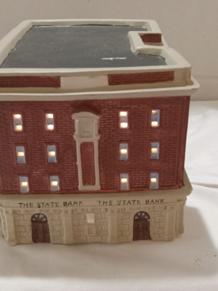 Expositor de Navidad The State Bank Sin Marca Luz Eléctrica Cerámica 8x5x5 pulgadas LEER