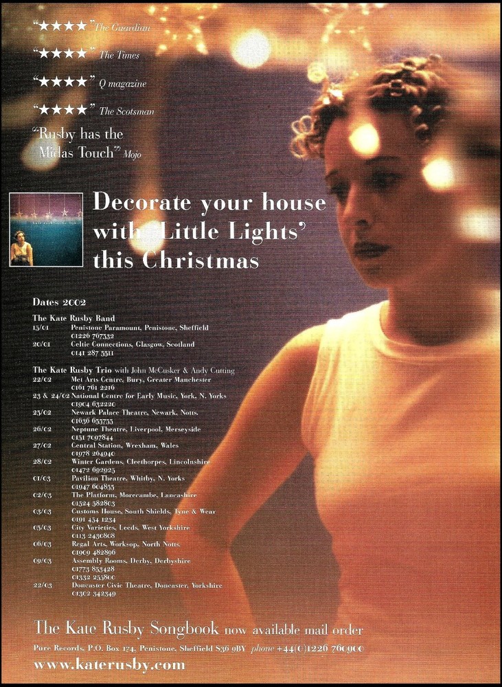 Kate Rusby Little Lights Pure Records album ad with 2002 UK Tour Dates
