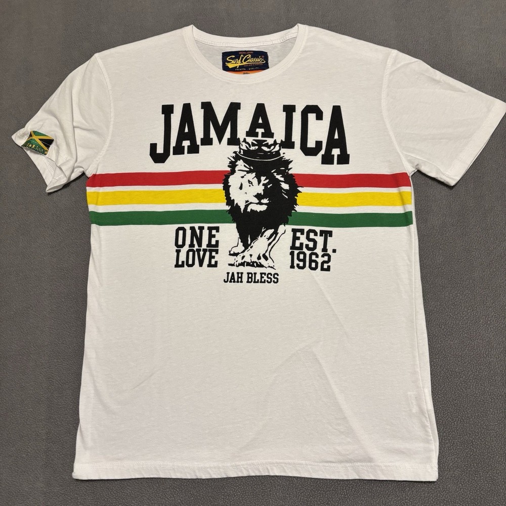 Surf Classic Jamaica Multicolor One Love Jah Bless Lion Graphic Print Mens Large
