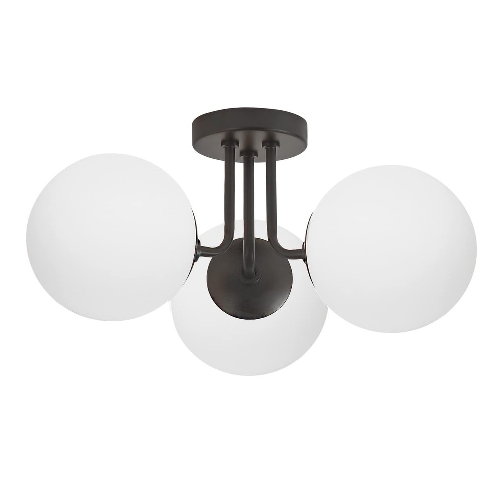 Modern 3-Light Soft Black Semi Flush Mount Ceiling Fixture for Contemporary Spaces