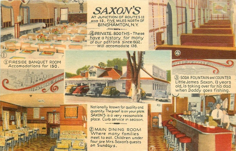 1950 Binghamton New York Saxon's Multi View MWM Postcard 26-3663