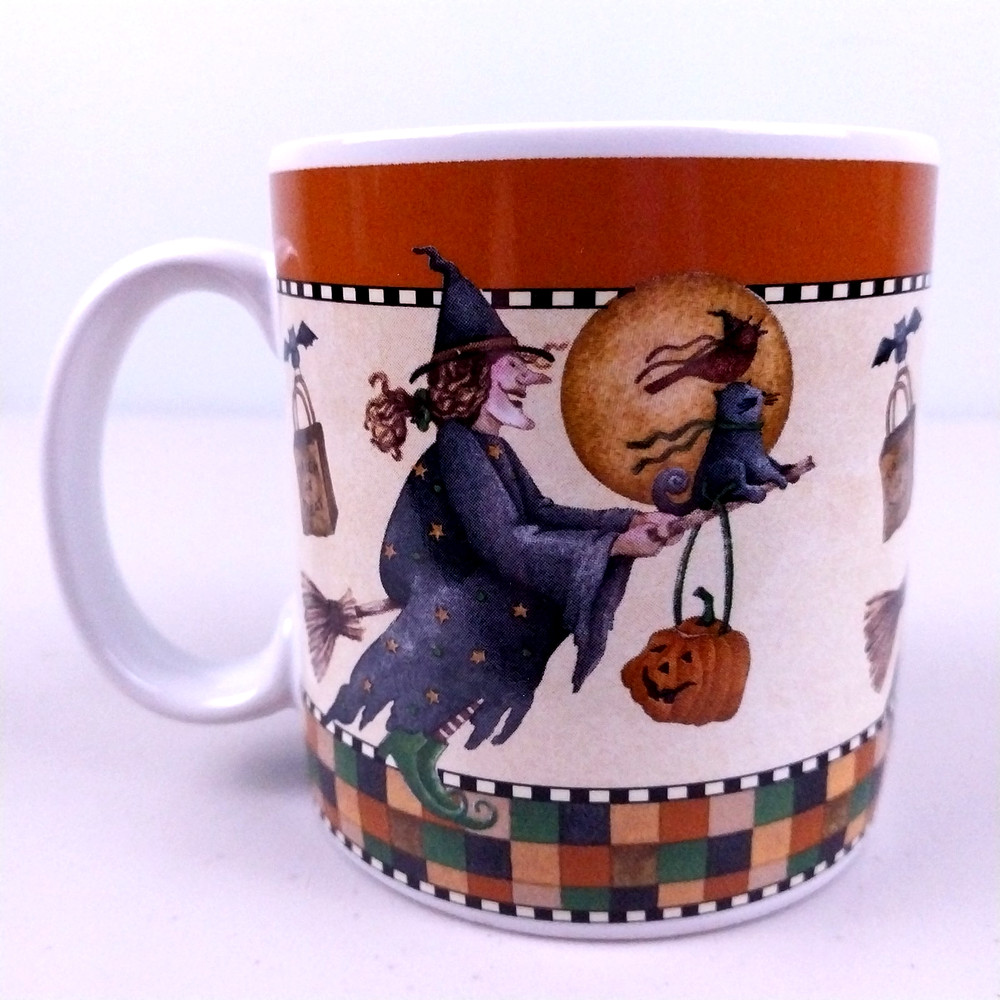 Vintage Debbie Mumm SAKURA Halloween Witch Coffee Mug Tea Cup 1998