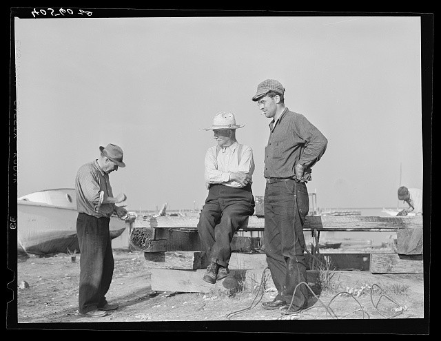 Deal Island Maryland 1940 Oyster Fishermen Opening Oyster Eastern Shore
