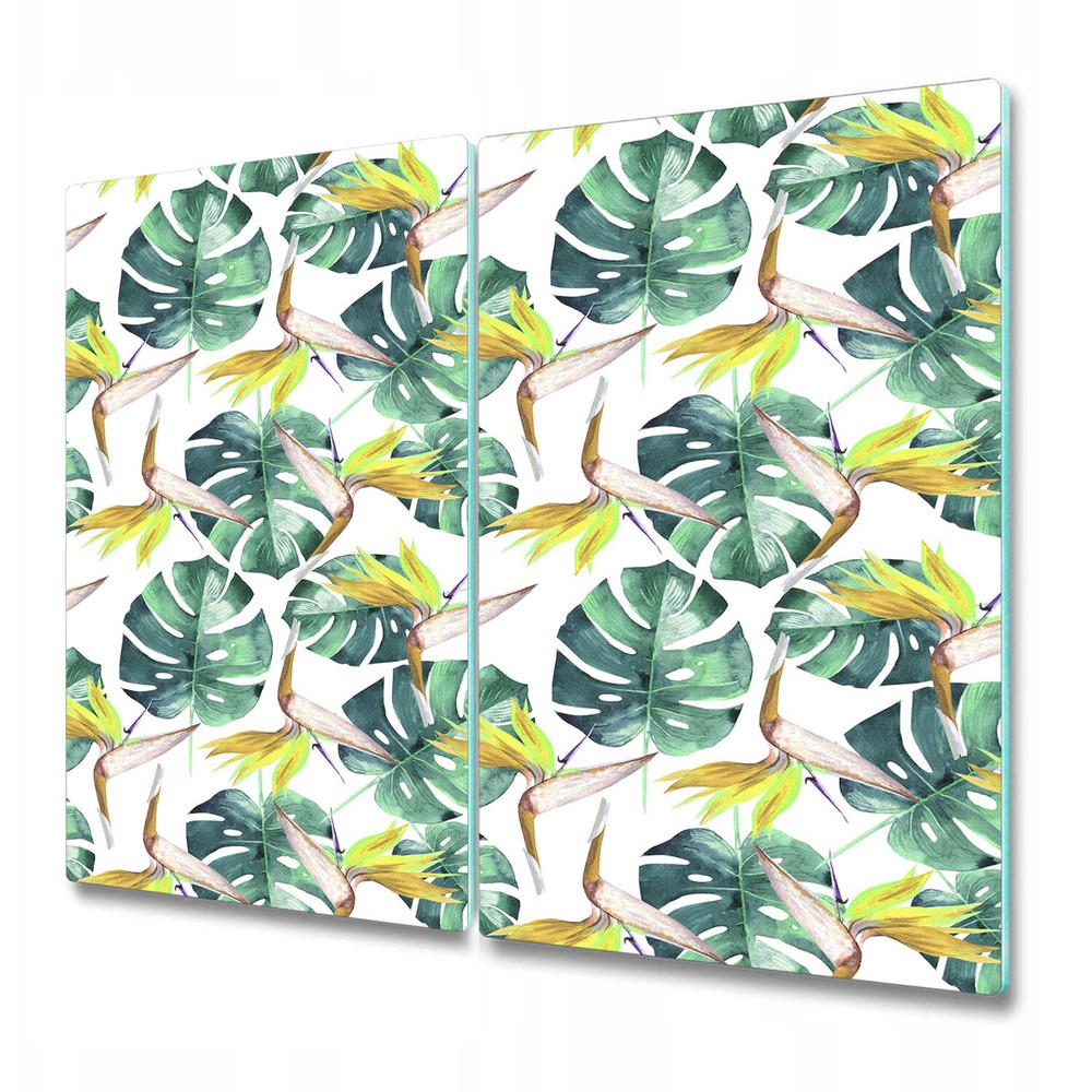 Glass Chopping Board Utensil Tropical Green Leaves Exotic Tropical 2x30x52