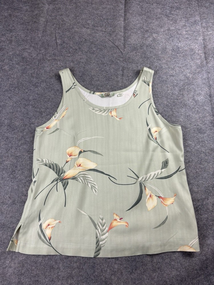 Tommy Bahama Womens M 100% Silk Tropical Print Tank Top Sleeveless Hawaiian VTG