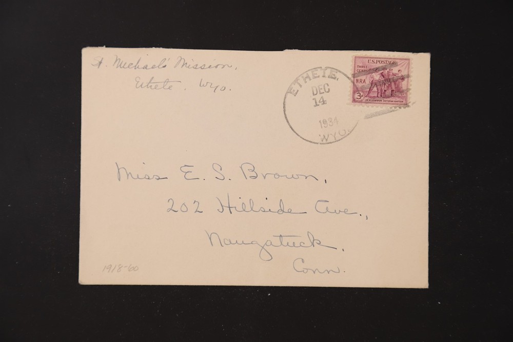 Dr Jim Stamps Dead Post Office Ethete Wyoming 1934 4 Bar Cancel Cover