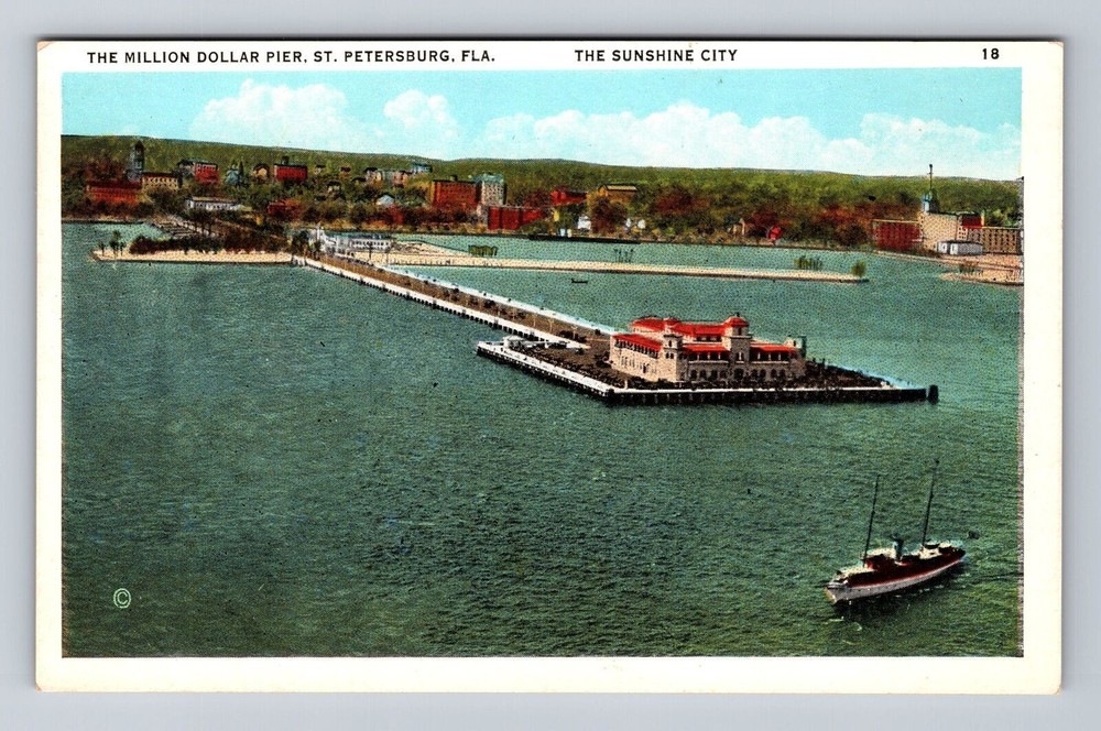 St Petersburg FL- Florida, Aerial The Million Dollar Pier, Vintage Postcard