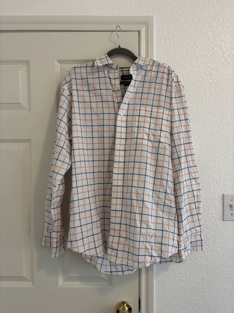 Orvis Long Sleeve Button Down Plaid Shirt L