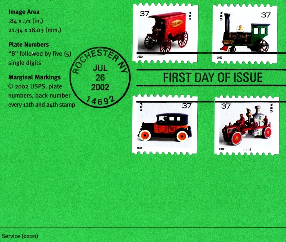 First Day Souvenir Cancellation Page FDC 3638-3641a Plate # Single PNC 2002-20
