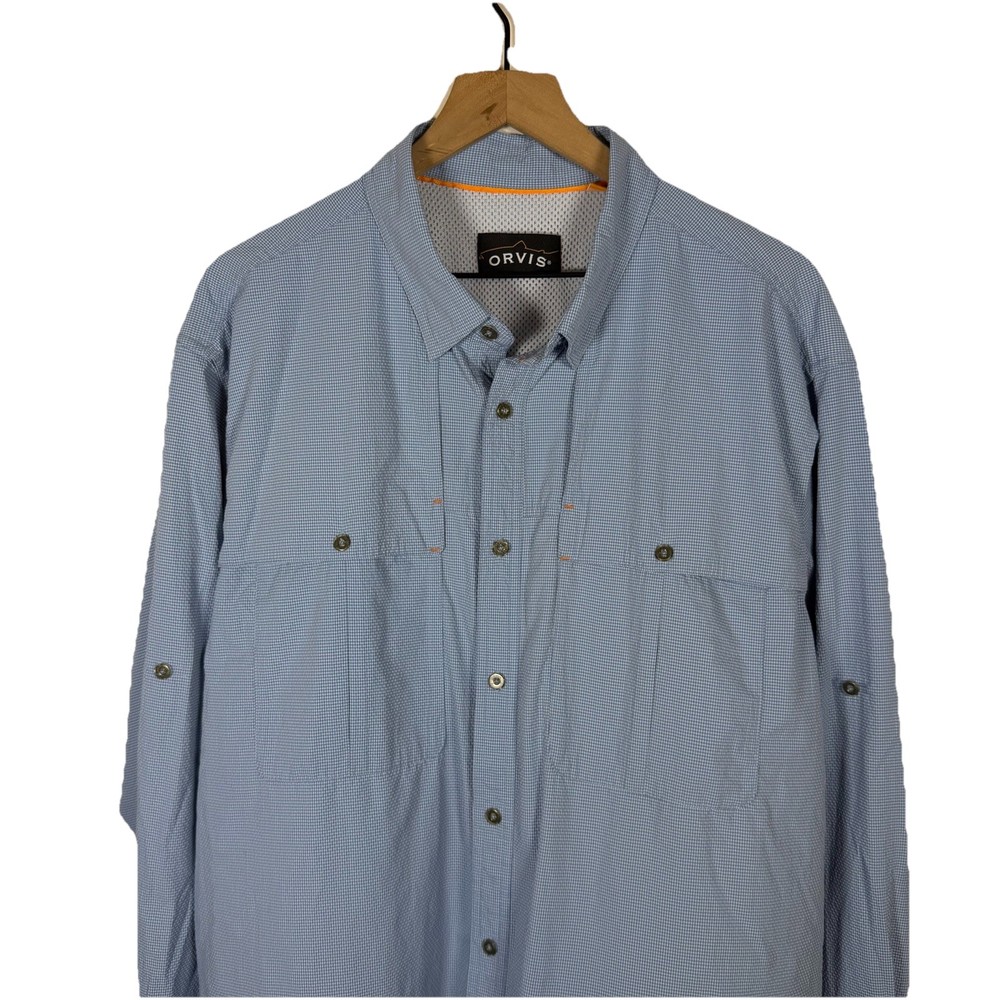 Orvis Performance Vented Button Up Long Sleeve Fishing Shirt Blue XL Outdoor