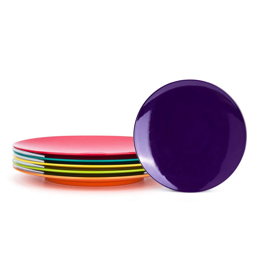 10.5 Inch Melamine Dinner Plates Set of 6 Multicolor