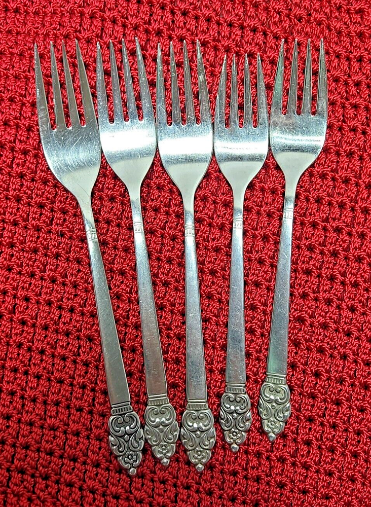 Oneida VINLAND Dinner and Salad Forks Set Of 5 Community Stainless Flatware