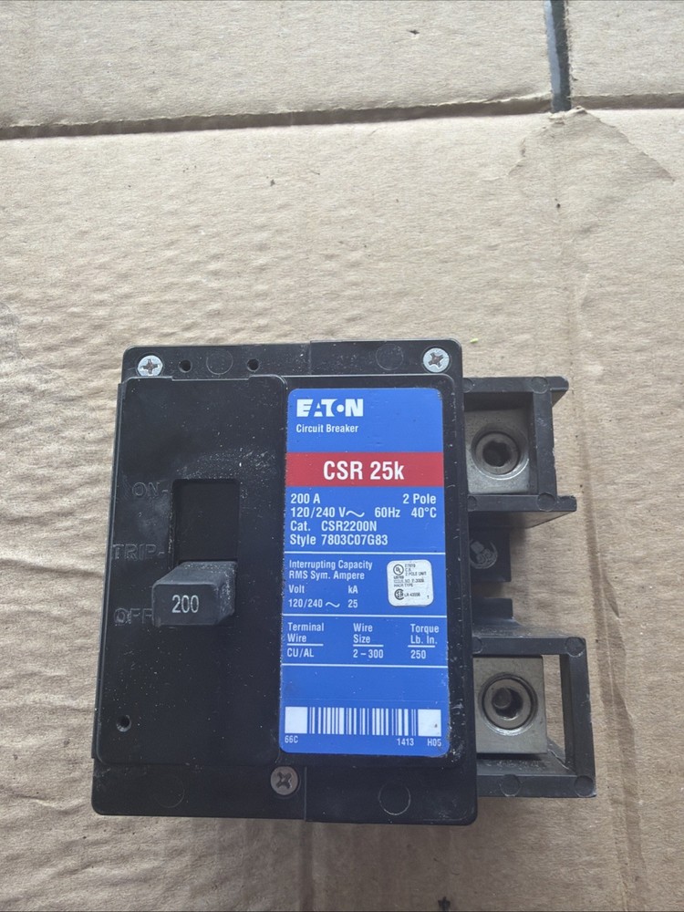 Eaton Csr 25K Csr2200N 200A Main Circuit Breaker 120/240V 2-Pole