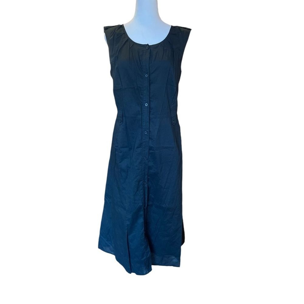 Old Navy Sleeveless Button Down Maxi Dress Black Cotton Womens Size Large