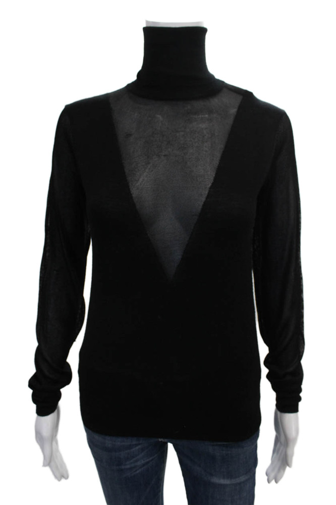 Maje Women Black Wool Turtleneck Pullover Long Sleeve Size 2Free Shipping in US $100+ Orders | $6.95 Orders Below