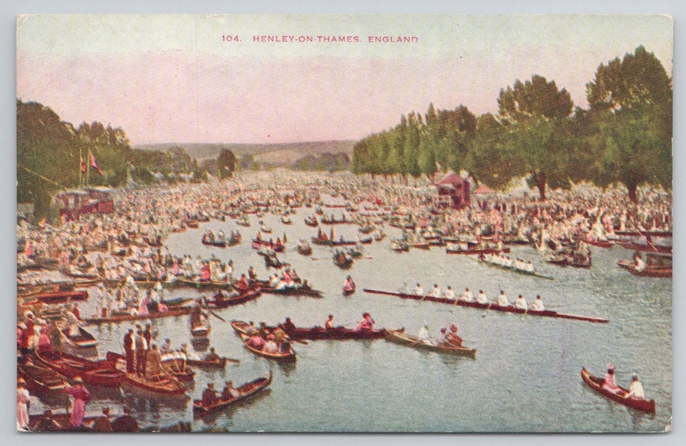 Henley-on-Thames Regatta England Vintage Postcard River Thames Crowd Boats