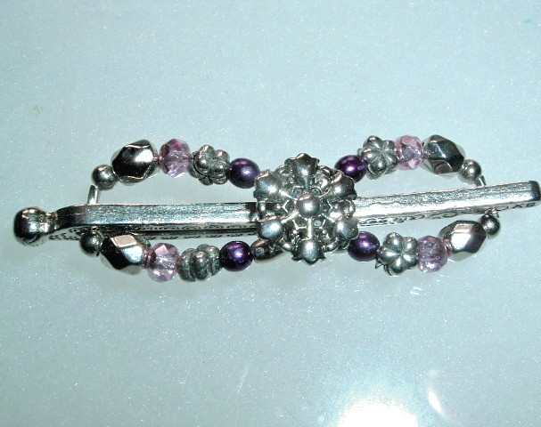 X Small Lilla Rose Flexi Hair Clip Purple Crystal and Pearl New w Tag