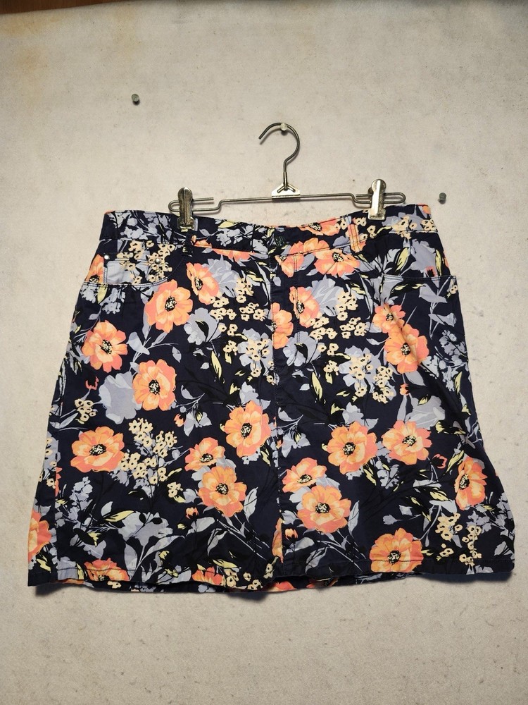 Croft & Barrow Skort Sz 14 Short Blue Floral Pull On Stretch Tennis Walking Golf