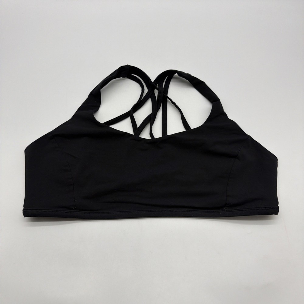 Lululemon Sport Bra Women Size 12 Black Logo .#46140