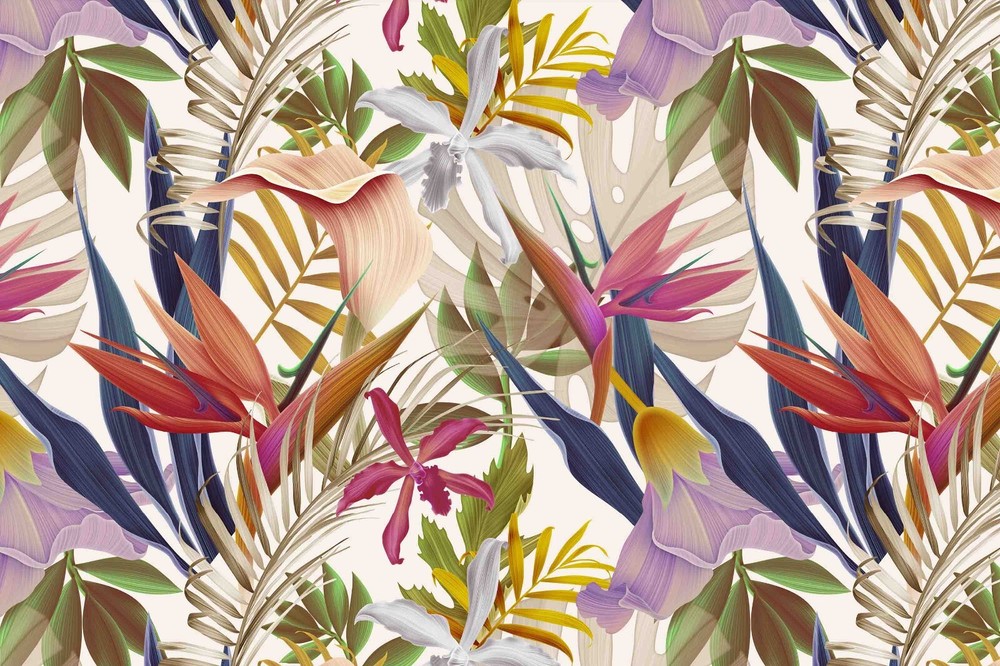 3D Tropical Plant Floral Leaves Wall Murals Wallpaper Murals Wall Sticker 41
