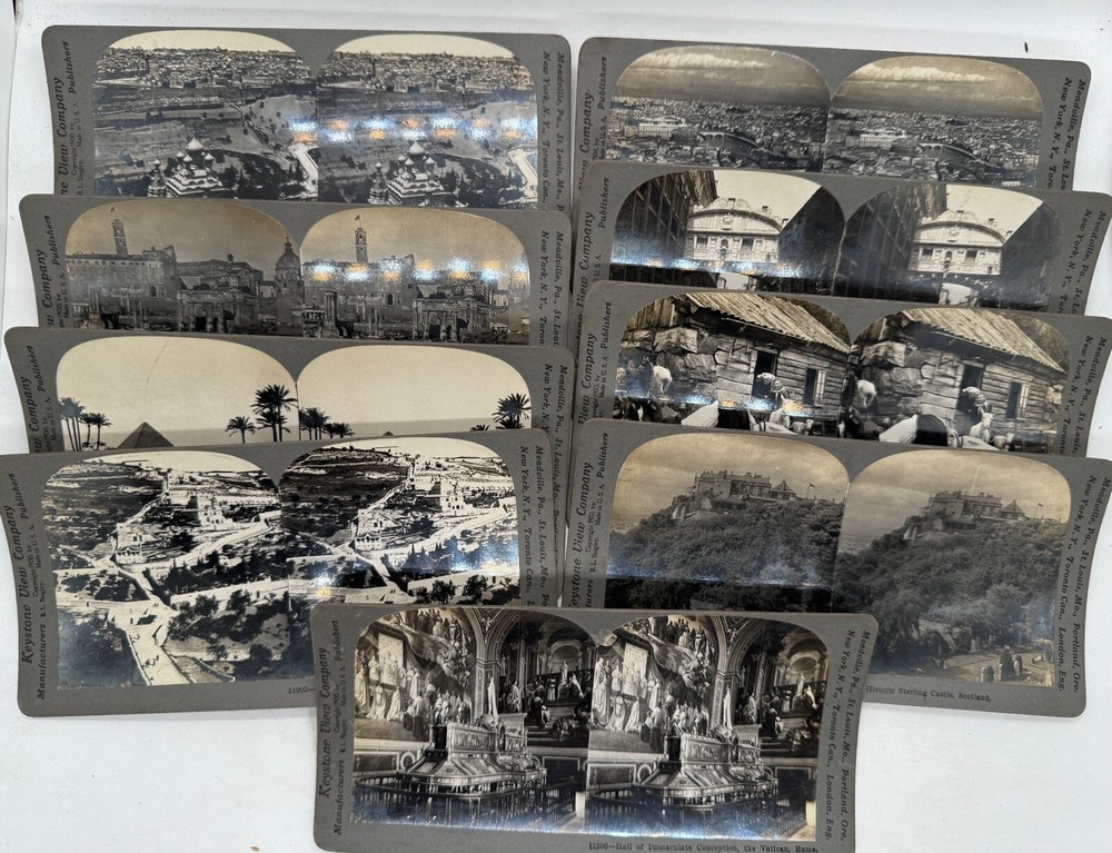 Vintage Keystone View Company Stereoview Set - World Landmarks & Scenes 9 cards