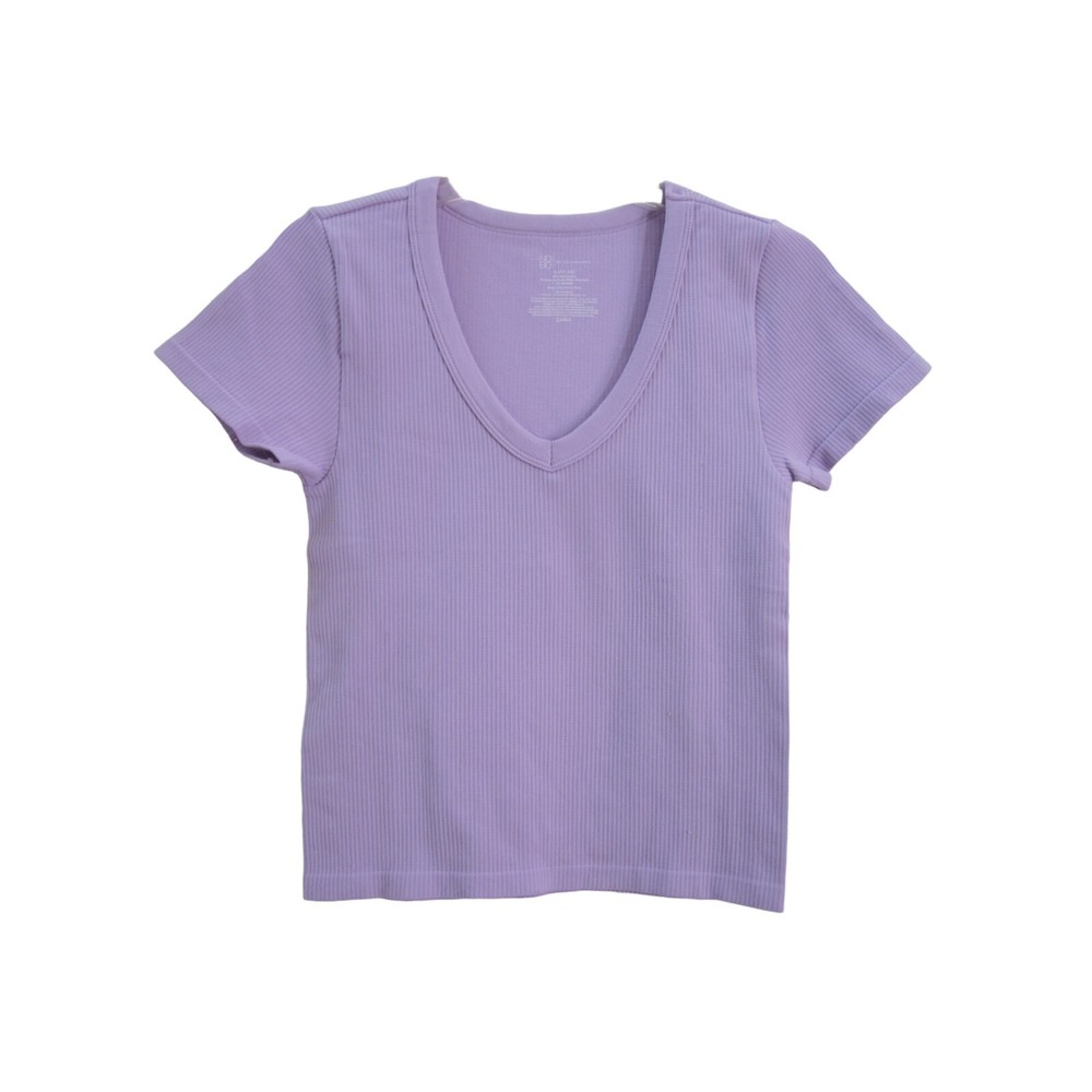 NWT NOBO Lavender Touch Seamless V-Neck Short Sleeve Shirt Top Sz L (11-13)   e2