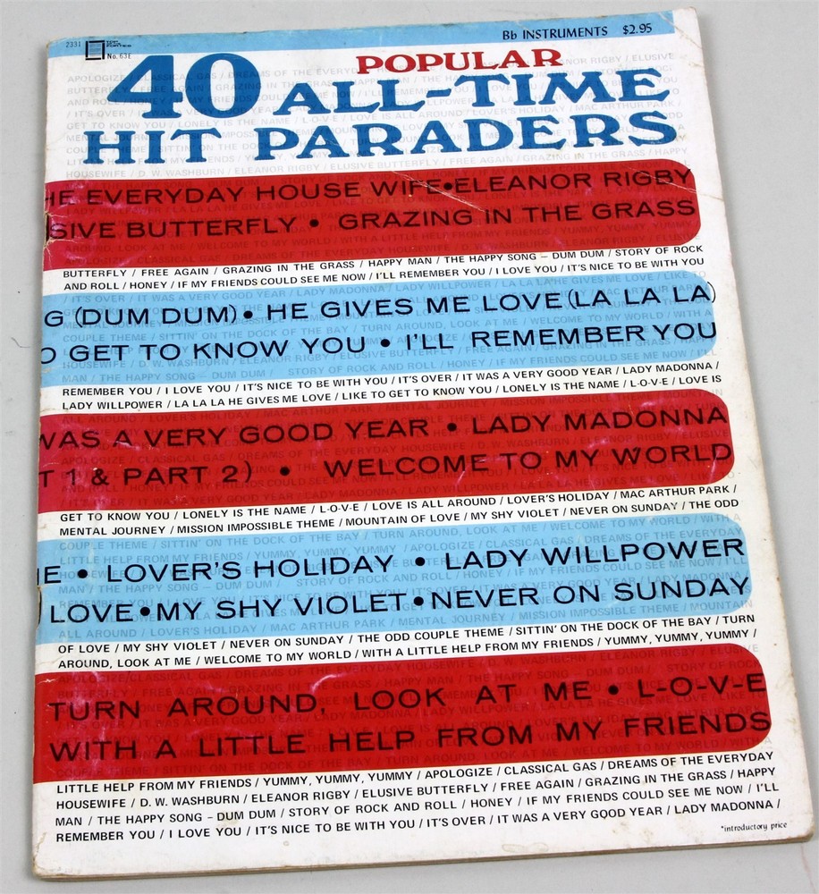 40 POPULAR ALL TIME HIT PARADERS Collection/Song Book for ALL B Flat INSTRUMENTS