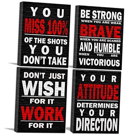 Inspirational Wall Art Poster Quote 12x16inchx4pcs Inspirational Quotes