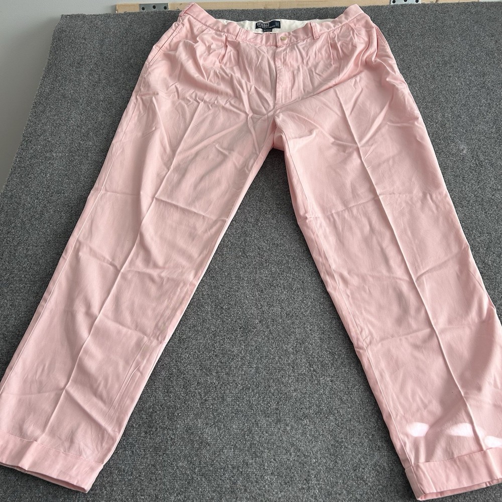 Polo Ralph Lauren Hammond Pants pleated Straight 40x32 Pink Cotton Y2K preppy
