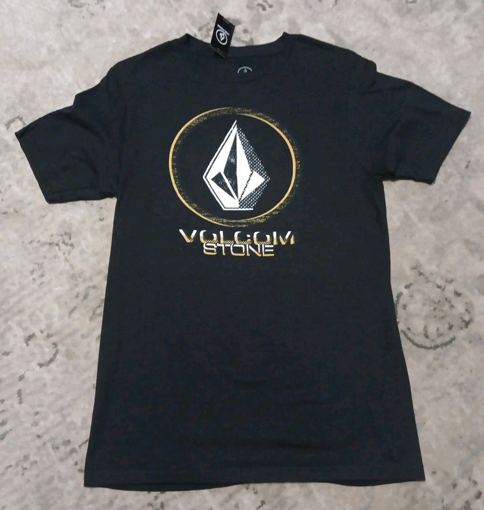 Volcom Classic Graphic Stone T Shirt Mens Small Black Short Sleeve Skater Style