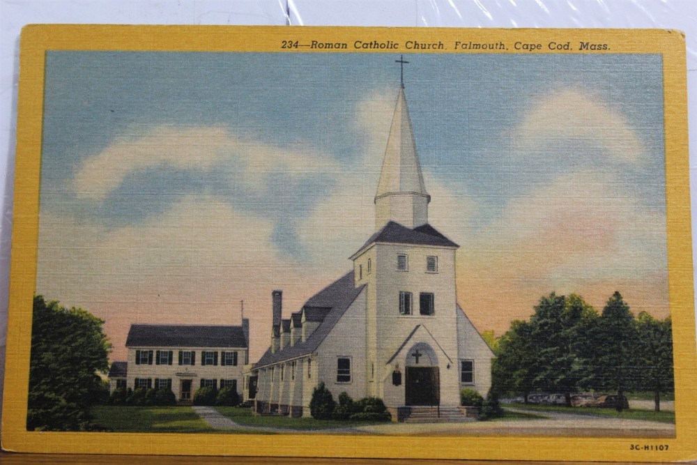 Massachusetts MA Cape Cod Falmouth Roman Catholic Church Postcard Old Vintage PC