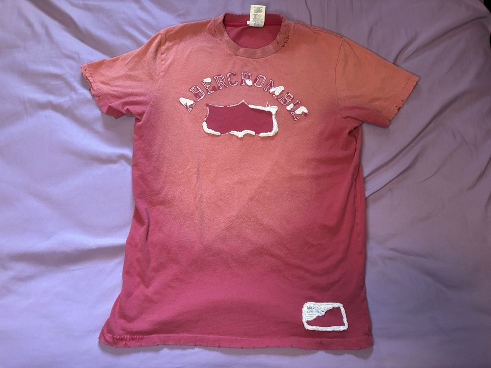 Vintage Y2K Abercrombie & Fitch Shirt Mens Large Burnt Orange Red Faded Muscle