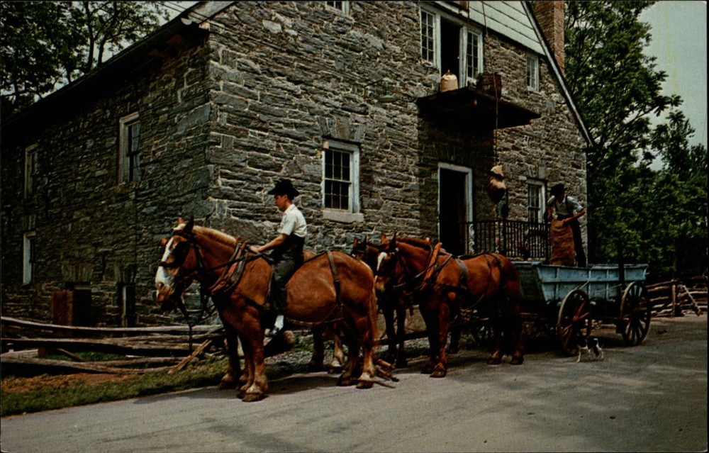 Greetings from Amish Country Lancaster Pennsylvania ~ horses wagon grain mill