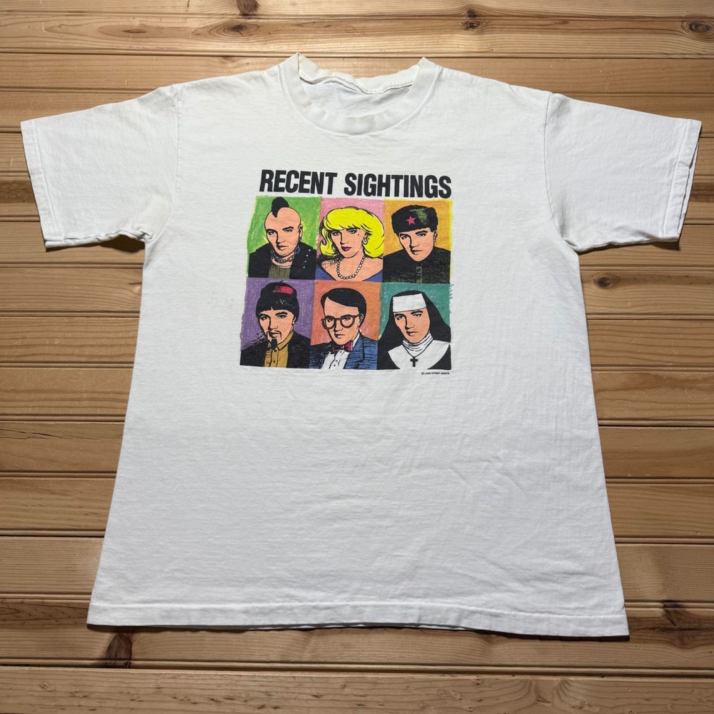 Vintage 90s Elvis Presley Recent Sightings Pop Art Graphic T-Shirt - Size Large