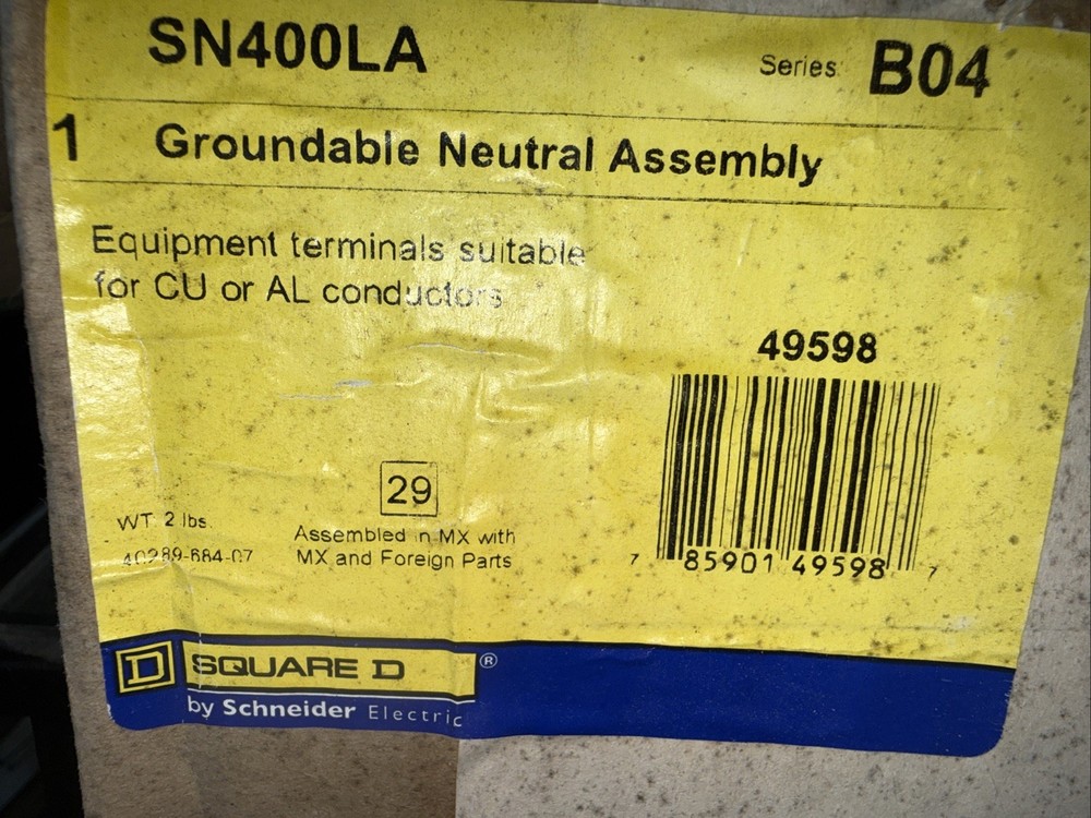 Square D SN400LA Groundable Neutral Kit