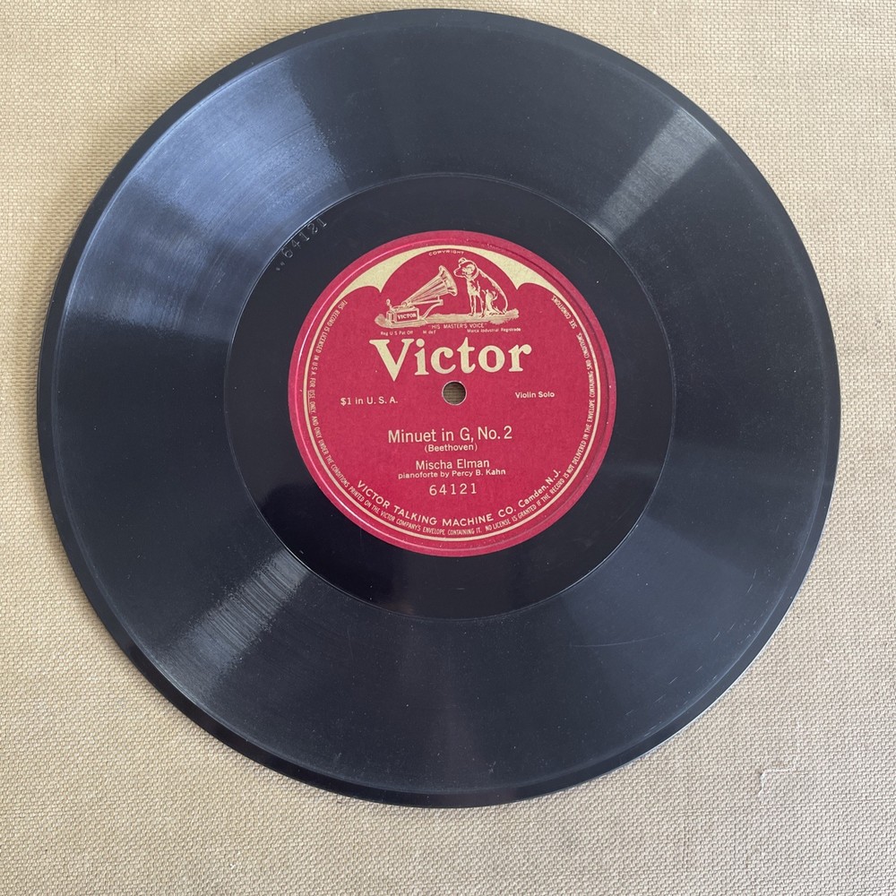 Victrola 64121 Mischa Elman Minuet In G No 2 Beethoven 10” 78RPM Talking Machine