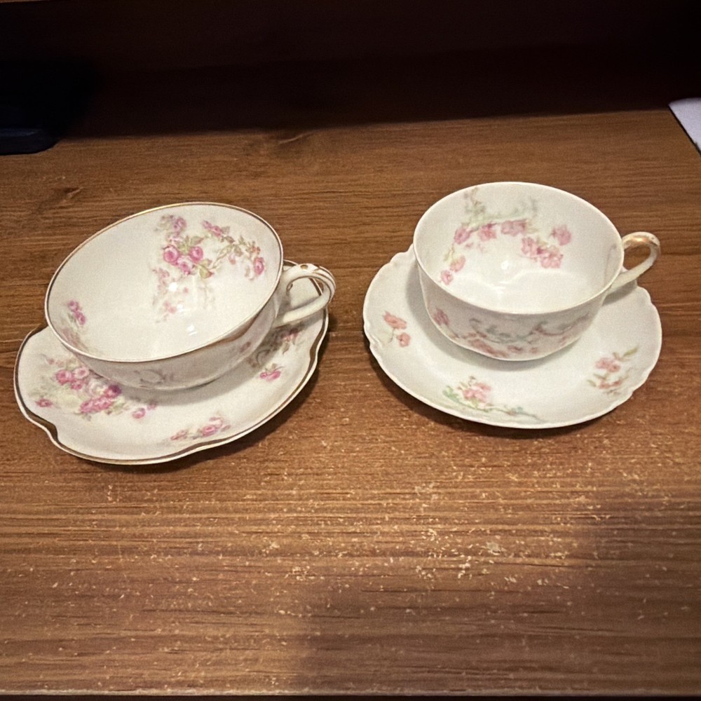 Theodore Haviland Limoges France  Tea Cup and Saucer Set - Set Of 2