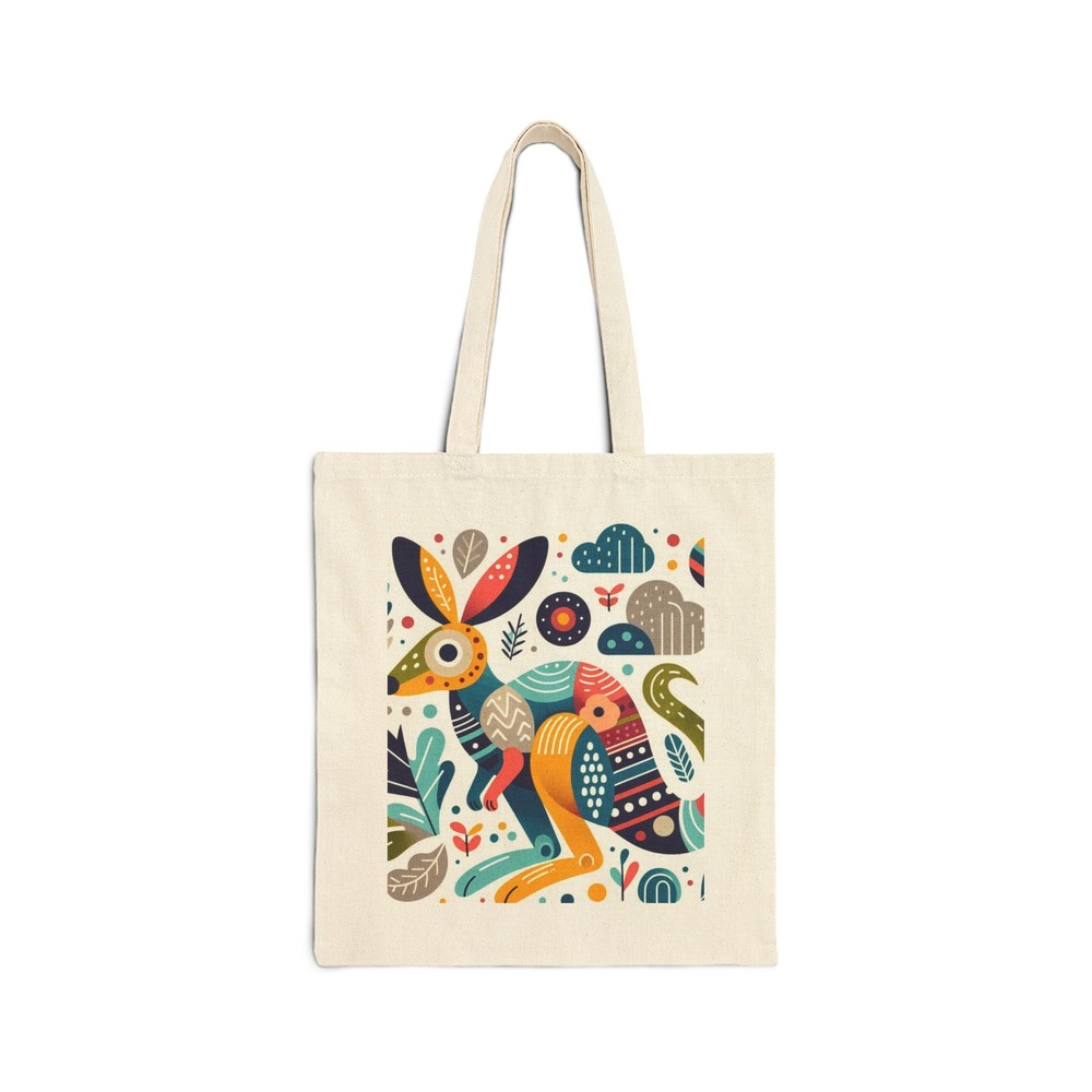 Bright Colorful Kangaroo Cotton Canvas Tote Bag Everyday Gift 9