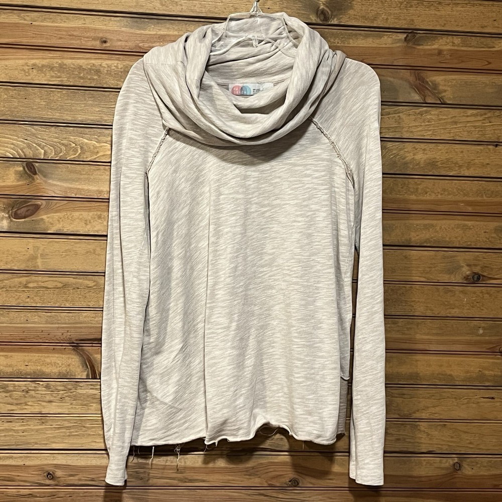 Free People Beach Women’s Tan Cocoon Cowl Top Long Sleeve Pullover Slouchy Sz S