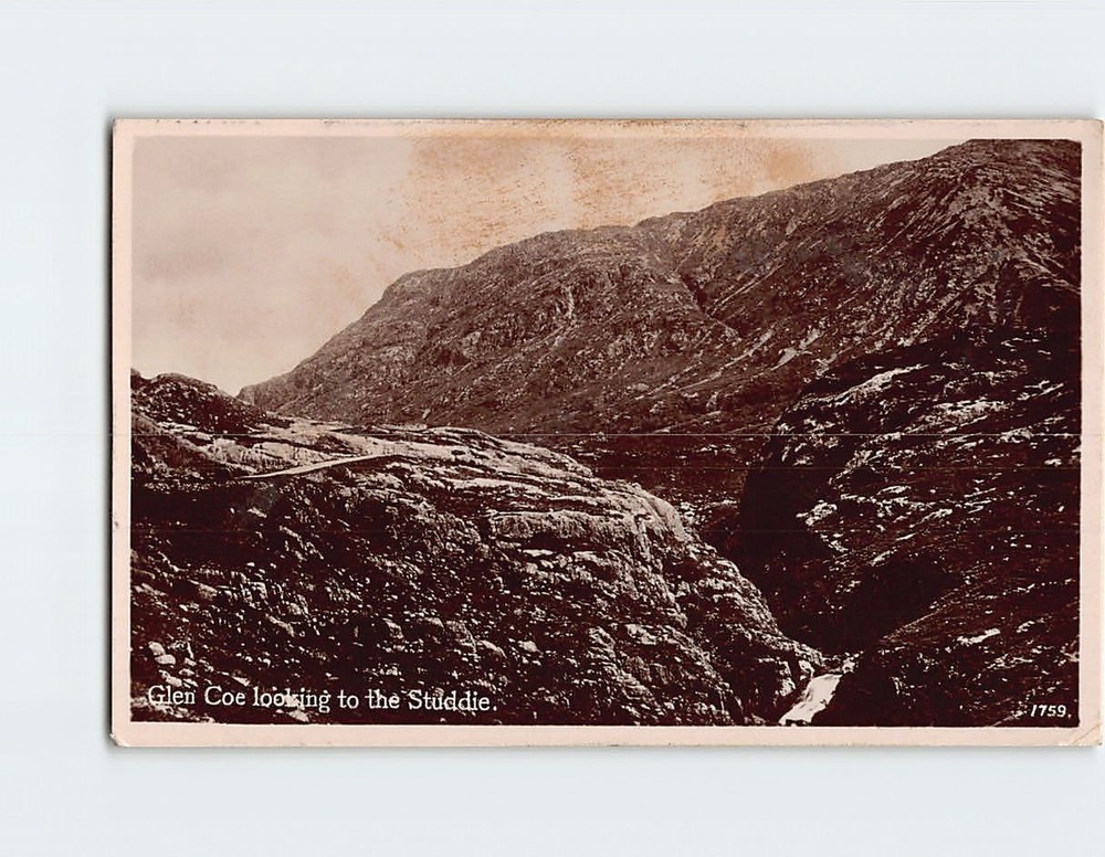 Postcard Glen Coe looking to the Studdie Scotland