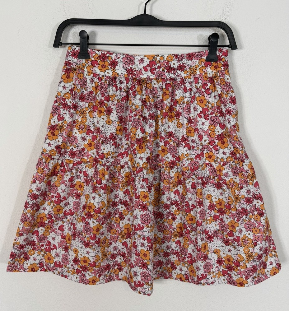 NWT ModCloth Pink & Orange Floral Tiered Skirt Retro Maximalist Size Small