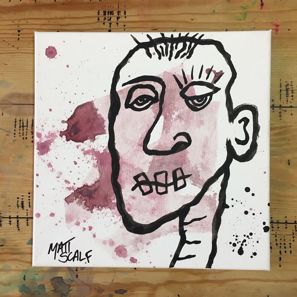 Matt Scalf 12x12 CANVAS Face Abstract Portrait Graffiti Street Art Modern Signed-image