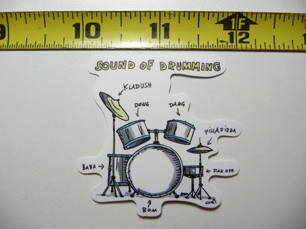 Funny Drummer Decal Sticker - Drum Set Music Band Concert Sounds