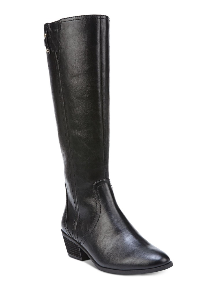 DR SCHOLLS Womens Black Strap Brilliance Almond Toe Block Heel Riding Boot 6.5 M