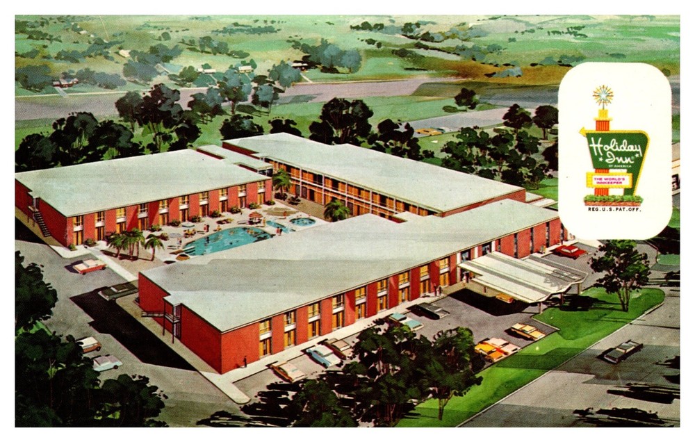 Muskogee OK Oklahoma Holiday Inn Aerial View Chrome Postcard