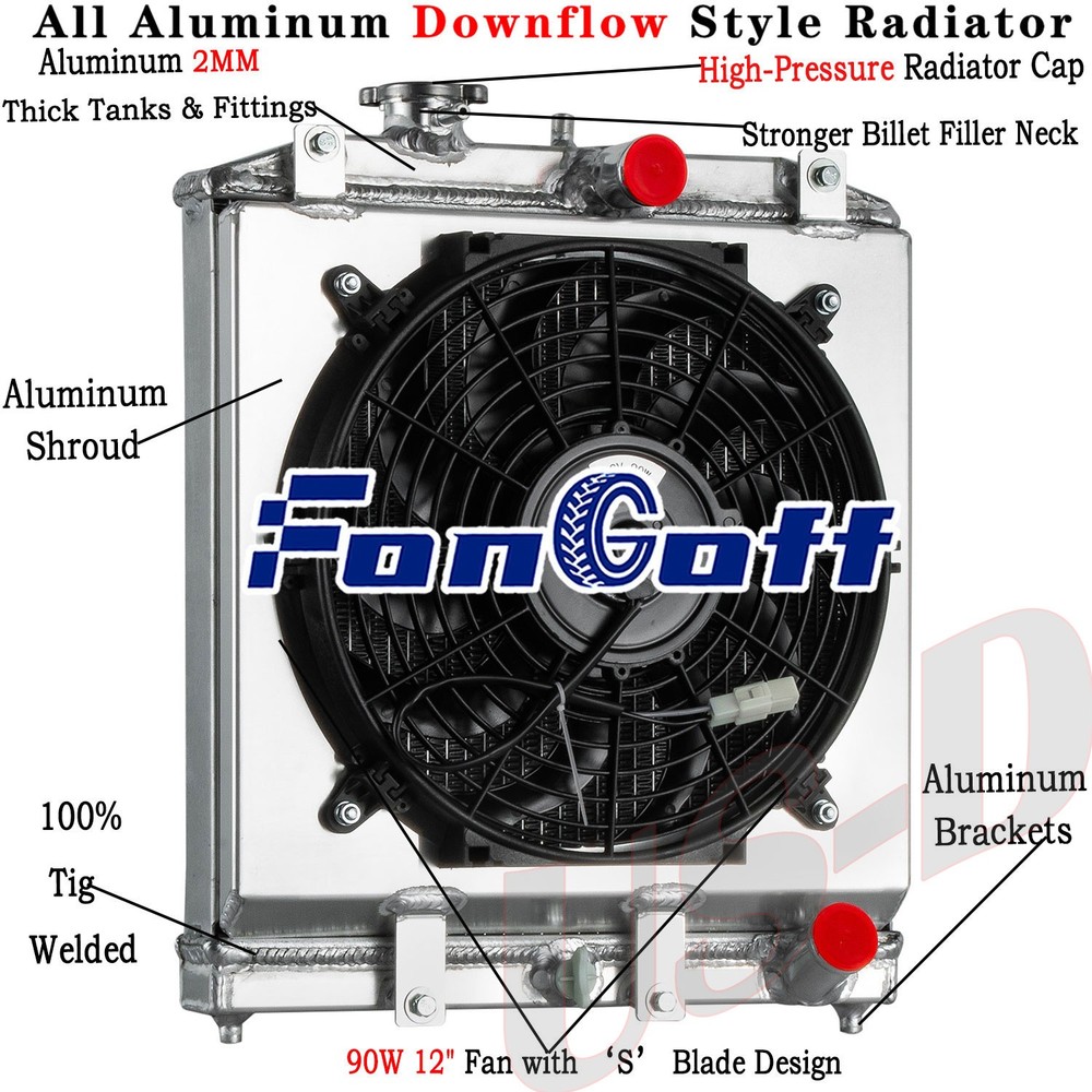 3 Row Radiator Shroud Fan Fit 1992-01 Honda Civic EG EK Del Sol Integra 1.5L MT