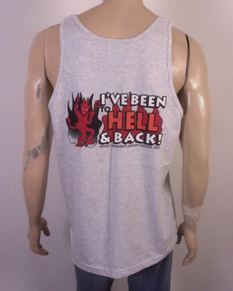 vintage 90s Hell, Grand Cayman Devil's Hangout T-Shirt Tank Top SZ L