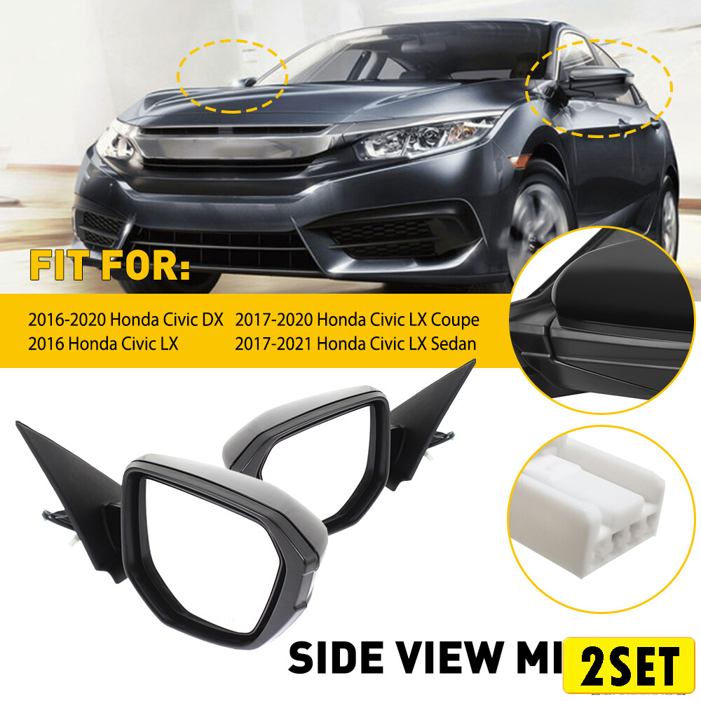 4-Pack Left Right Power Adjustable Manual Fold Mirrors with Glass Replacement for 2016-2020 Honda Civic DX Model